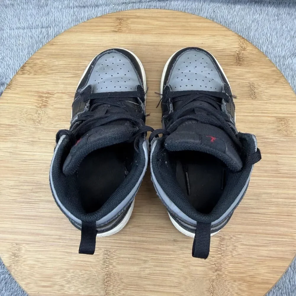 Jordan Air Jordan 1 Mid Shoes Toddler Size 10C Black Gray Sneakers 640735-096